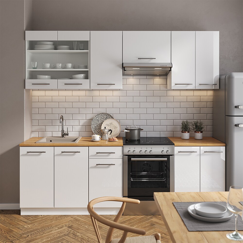 Vicco Küche FAME-LINE Küchenzeile Einbauküche 240cm WeißHochglanz