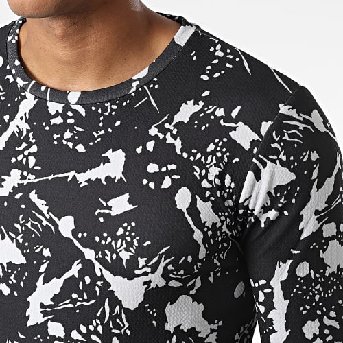 Tee Shirt Manches Longues Oversize D7114 Noir Blanc