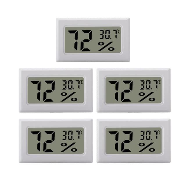 Mini digitalt hygrometer / termometer 5-pak Hvid