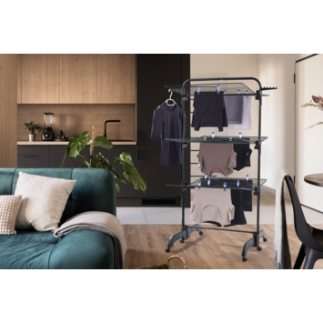 Leifheit droogtoren Pegasus 420 Solid Comfort - 42 m drooglengte - incl. wieltjes en incl. kledinghangers - zwart