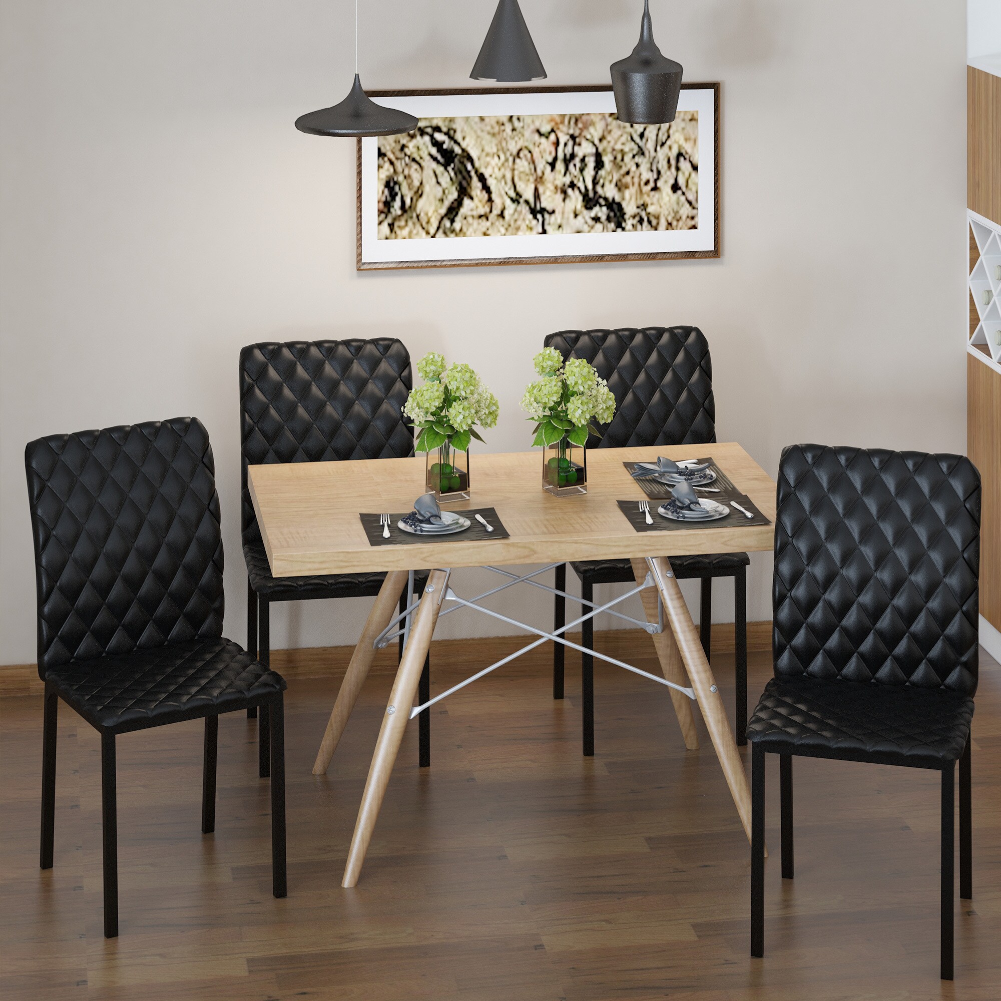 HOMCOM Esszimmerstuhl mit rutschfesten Fußkappen schwarz 41L x 50B x 91H cm