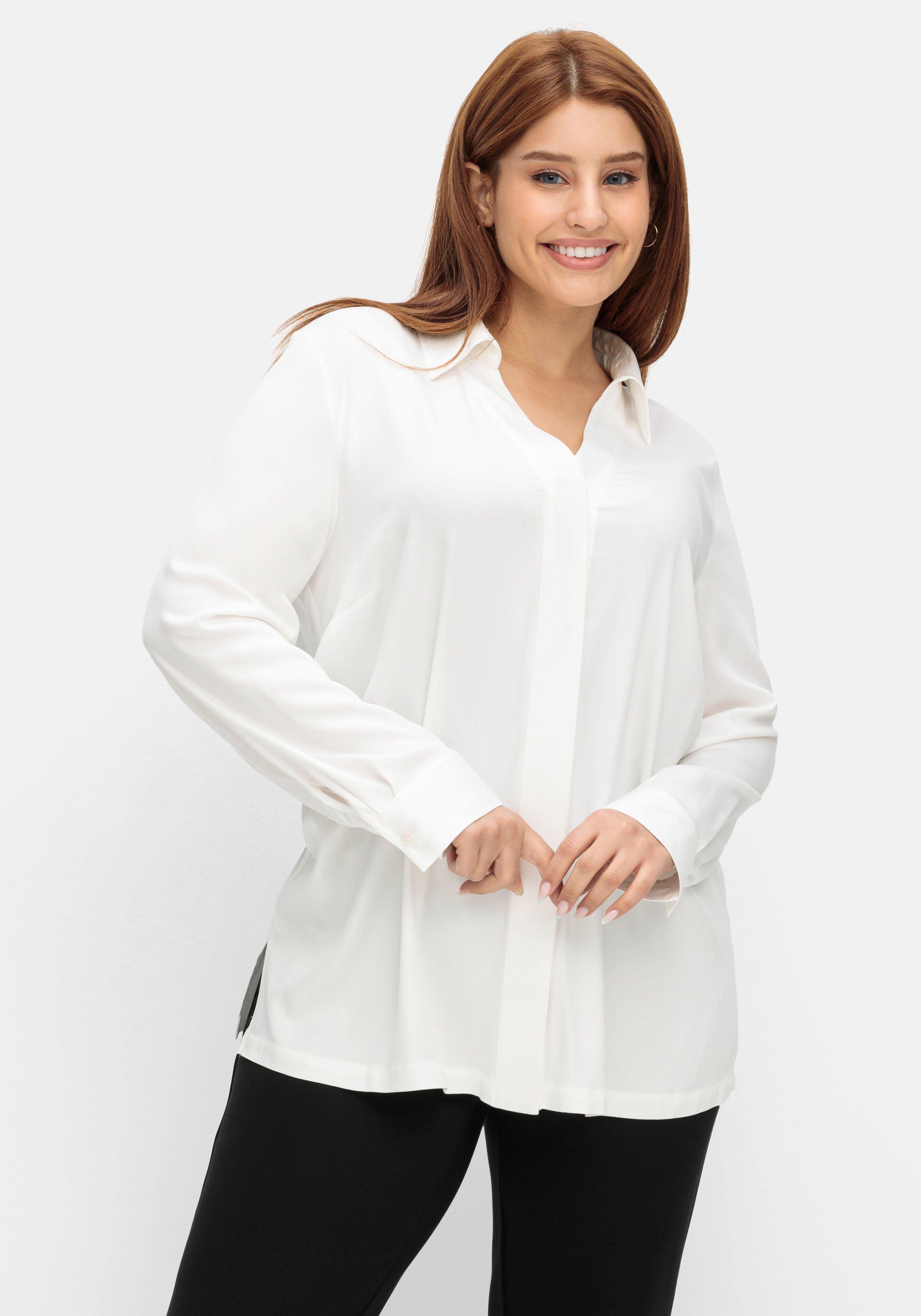Leicht glänzende Hemdbluse in Petite Passform