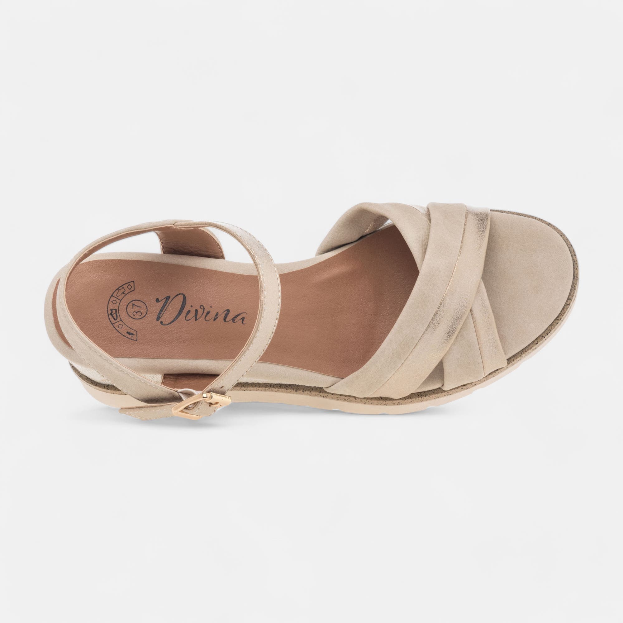 Sandales à talon compensé Femme beige