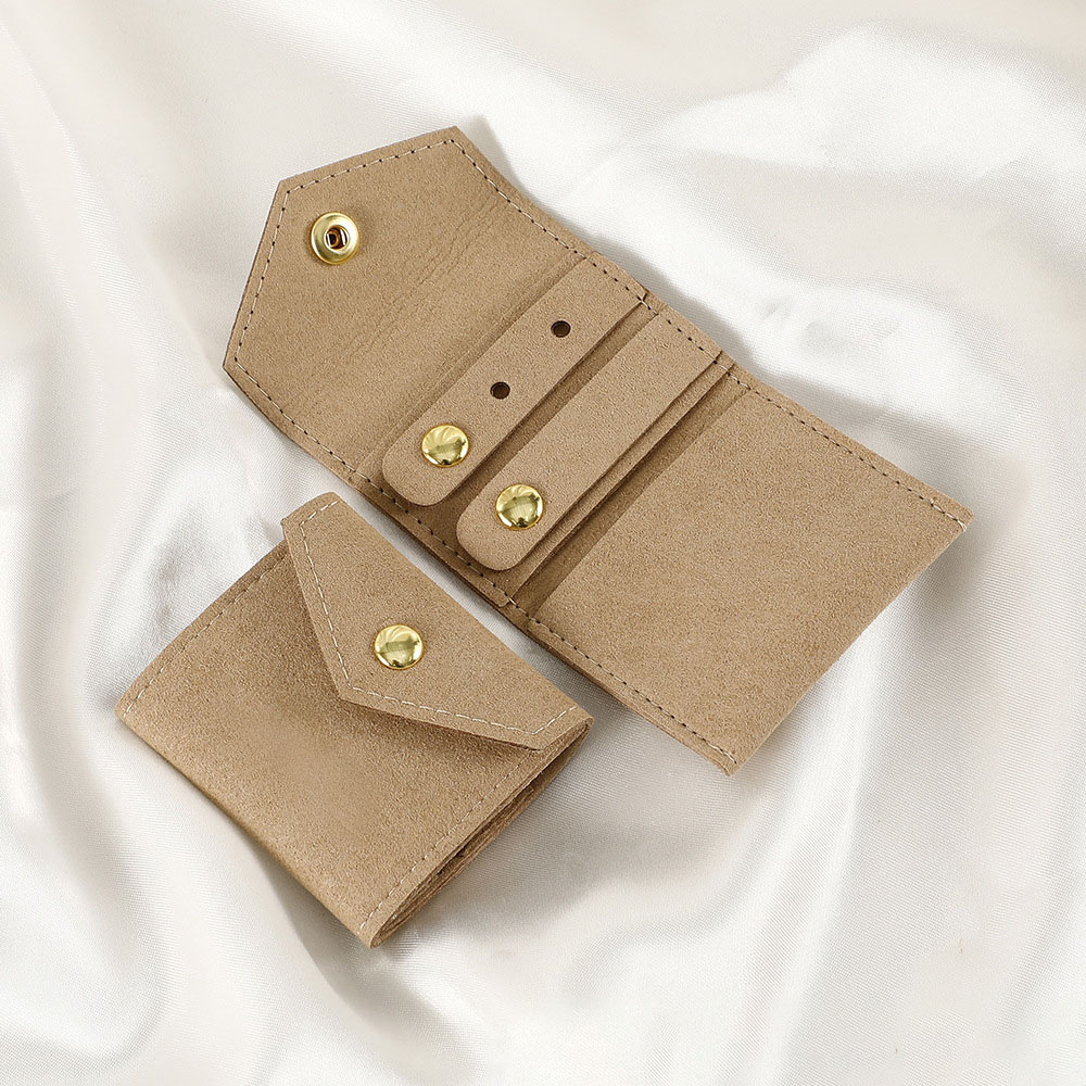 Faltbarer Mini Leder Reise Schmuck Organizer Aufbewahrungs Tasche für Ringe / Halskette / Ohrringe - Braun