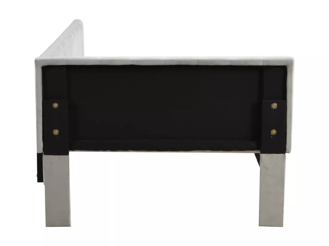 Lit gigogne capitonné 90x200cm, canapé-lit, sommier à lattes, lit simple, velours, Gris