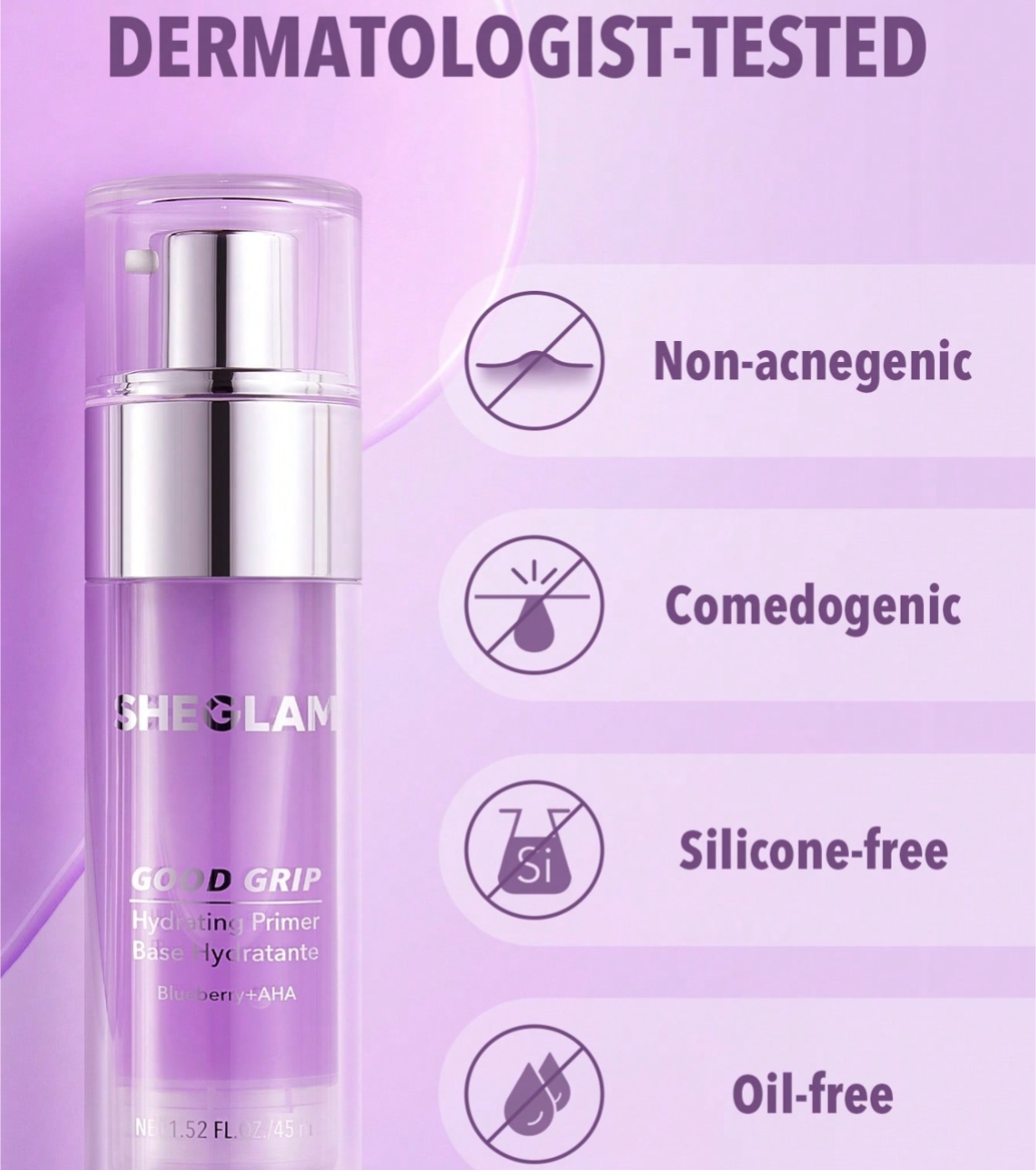 SHEGLAM - Primer Hidratante Good Grip Blueberry + AHA