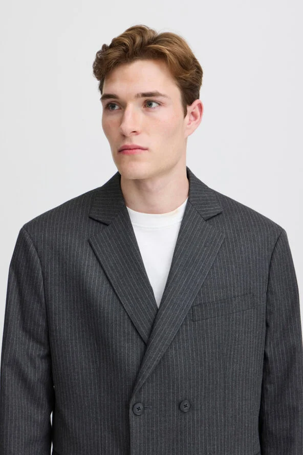 Casual Friday CFBRUCE pinstriped relaxed blazer Dark grey melange