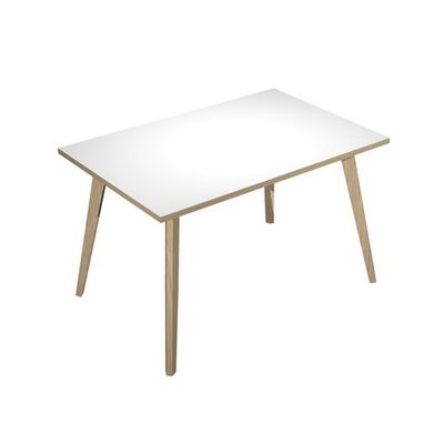 Bureau LEONARDO - 120 cm - Pieds bois - Blanc chants chêne