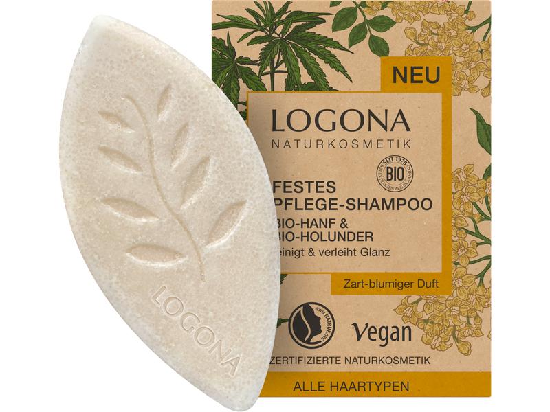 Logona Festes Shampoo Bio-Hanf und Bio-Holunder 60 g Natürliches festes Shampoo aus Liebe zu Ihrem Haar und zur Umwelt