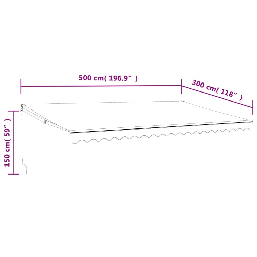 Auvent rétractable anthracite 5x3 m tissu et aluminium