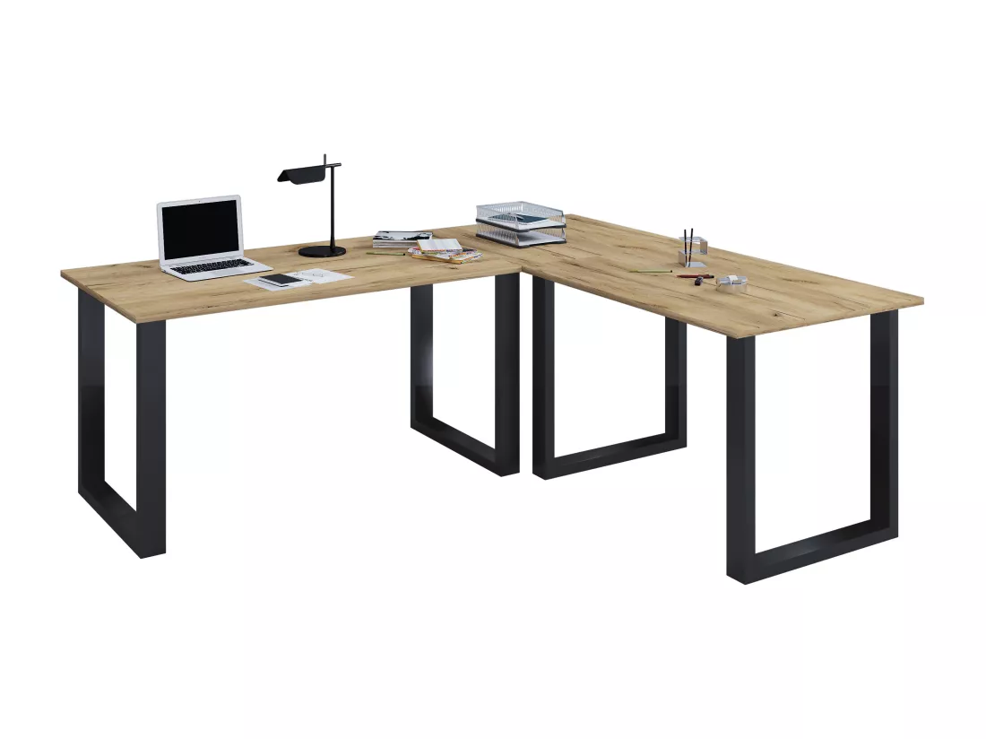 Bureau d'angle Lona 50 cm U alu argenté