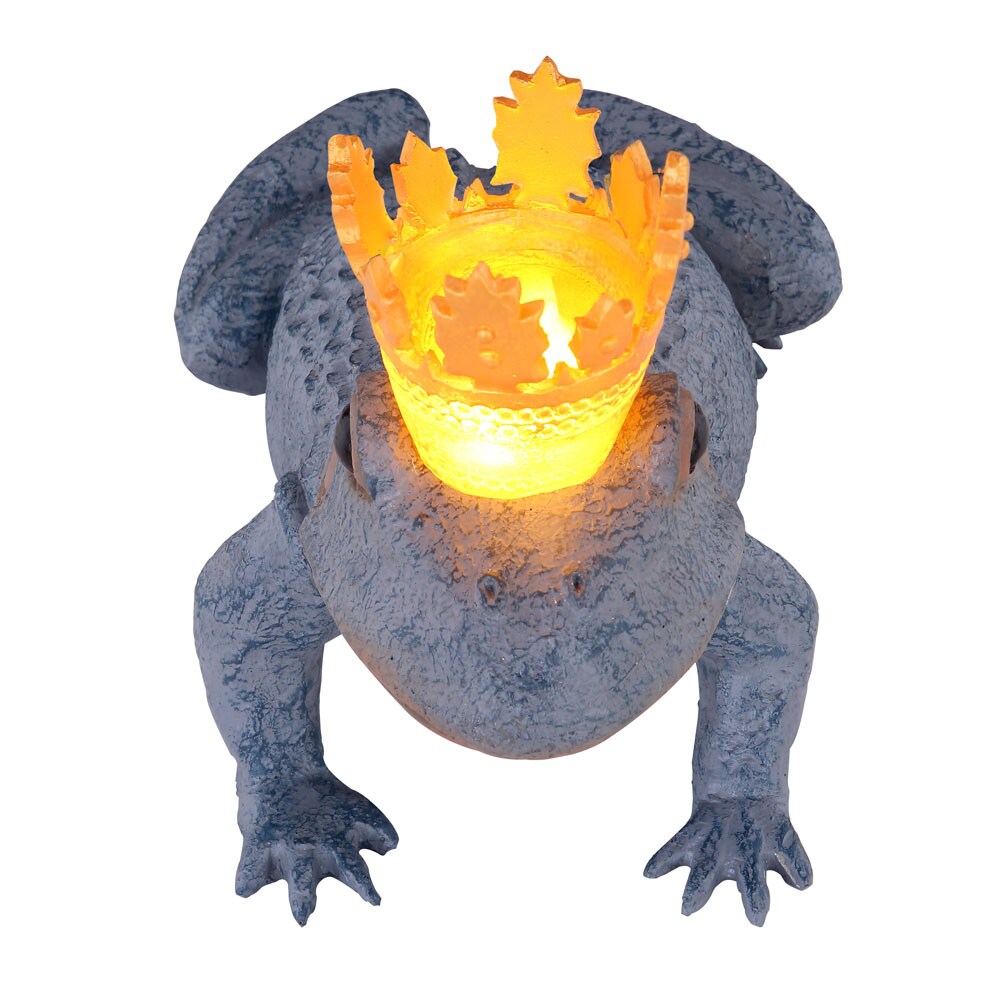 LED Solarleuchte, Froschkönig, grau, gold, Höhe 22 cm