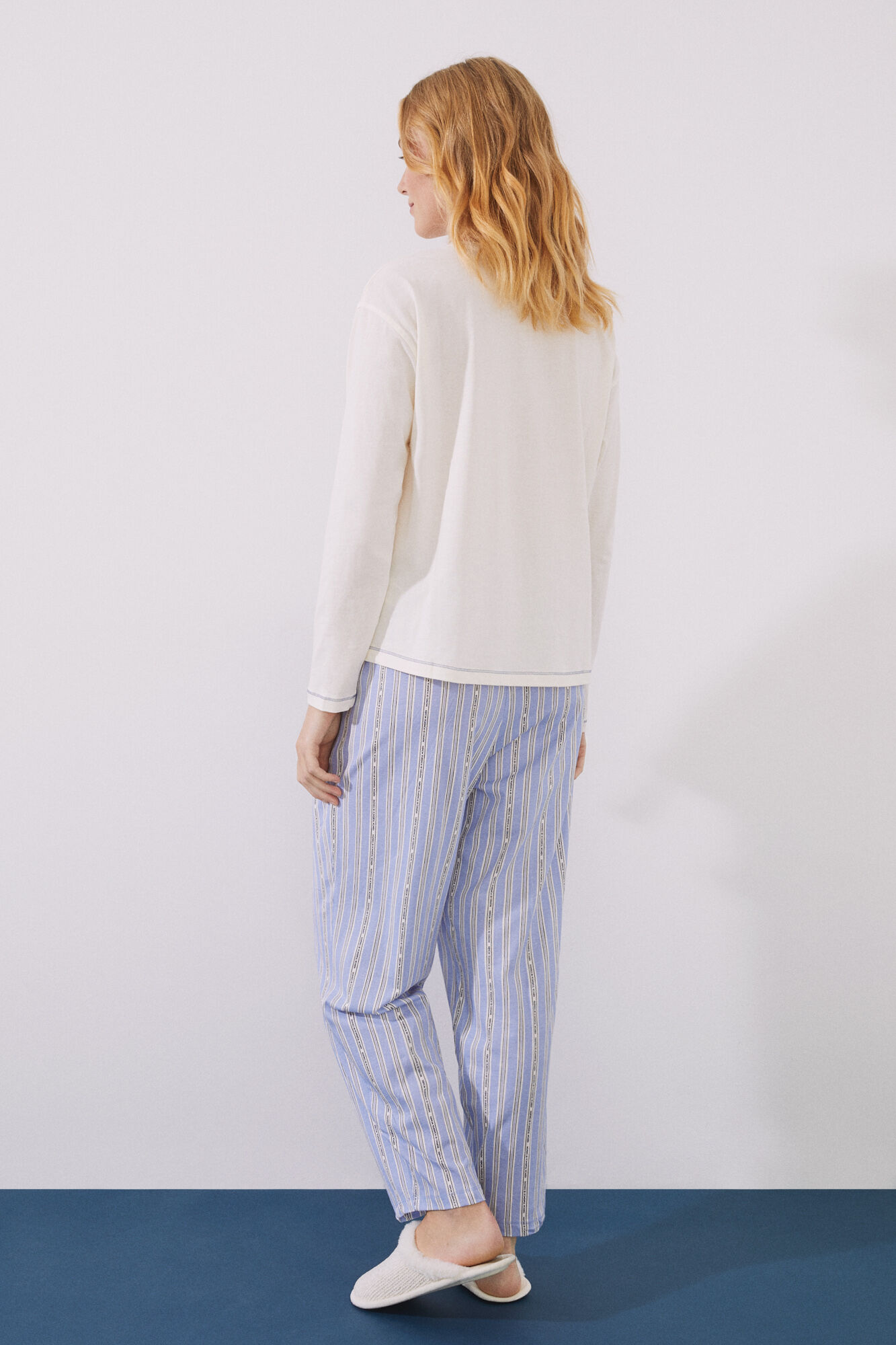 Pijama comprido Women Voices 100% algodão - Bege