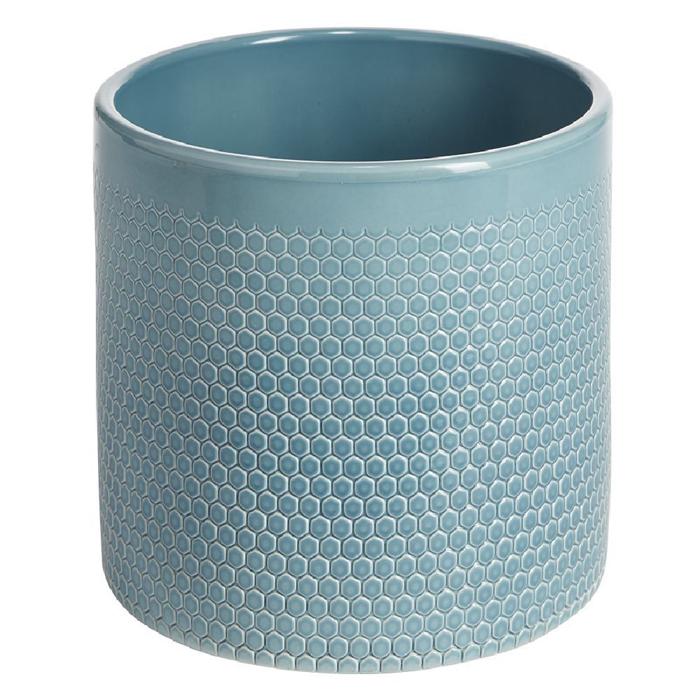 Pot de fleur bleu océan motif nid d'abeille 3,85L Ø19xH17,5 cm - Capri