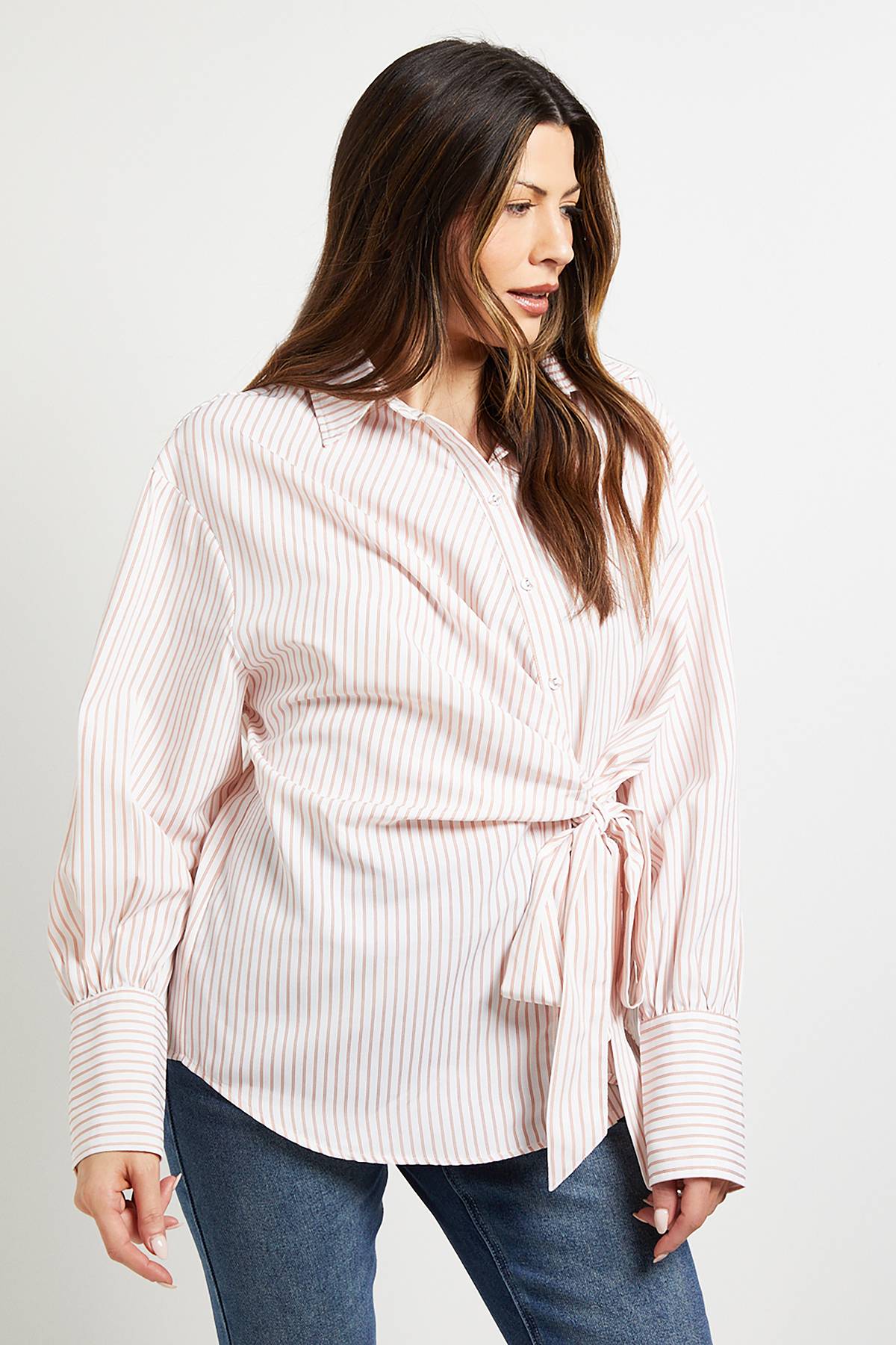 Wallis Chemise à Rayures avec Lien Latéral