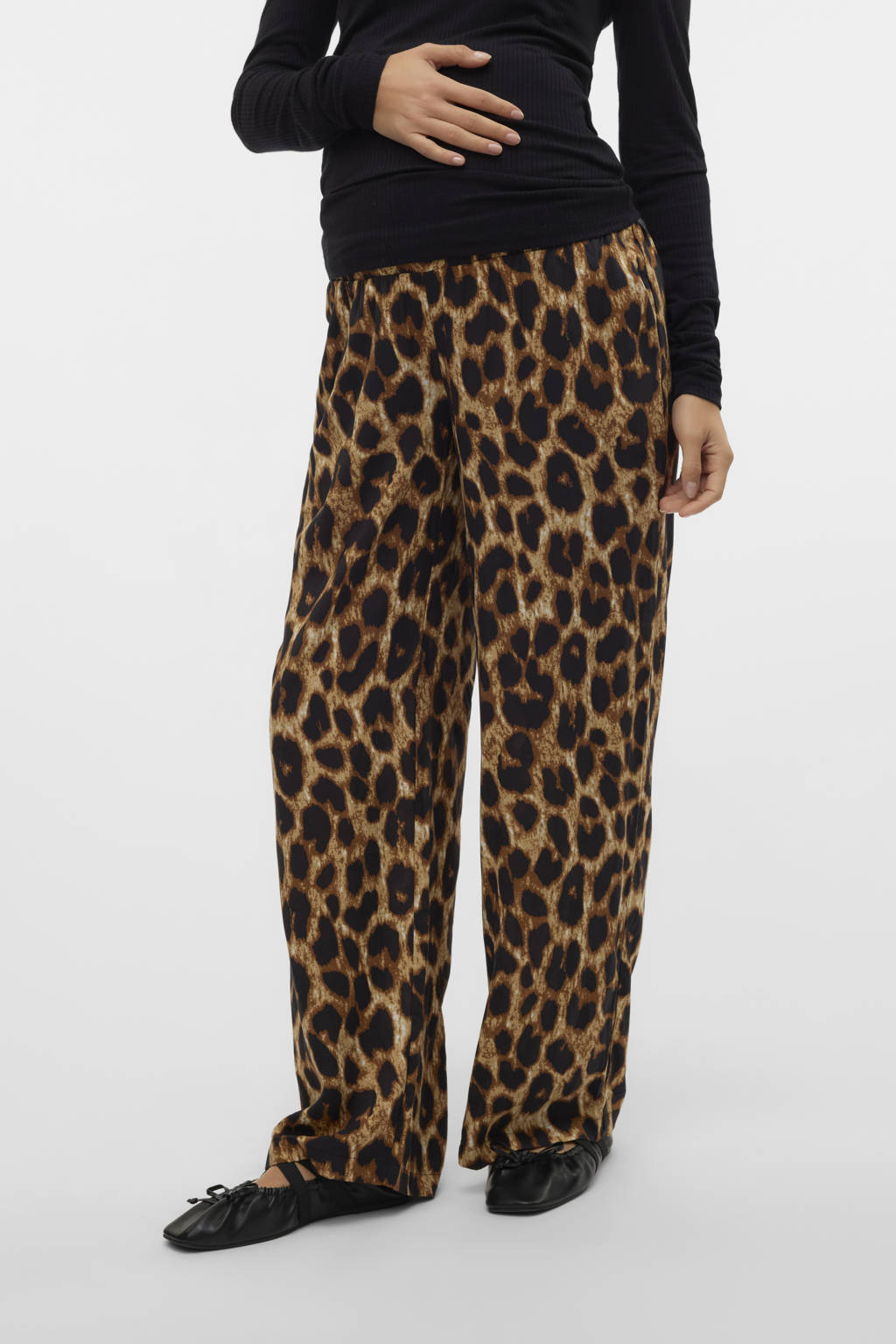 MAMALICIOUS regular waist zwangerschaps casual broek bruin