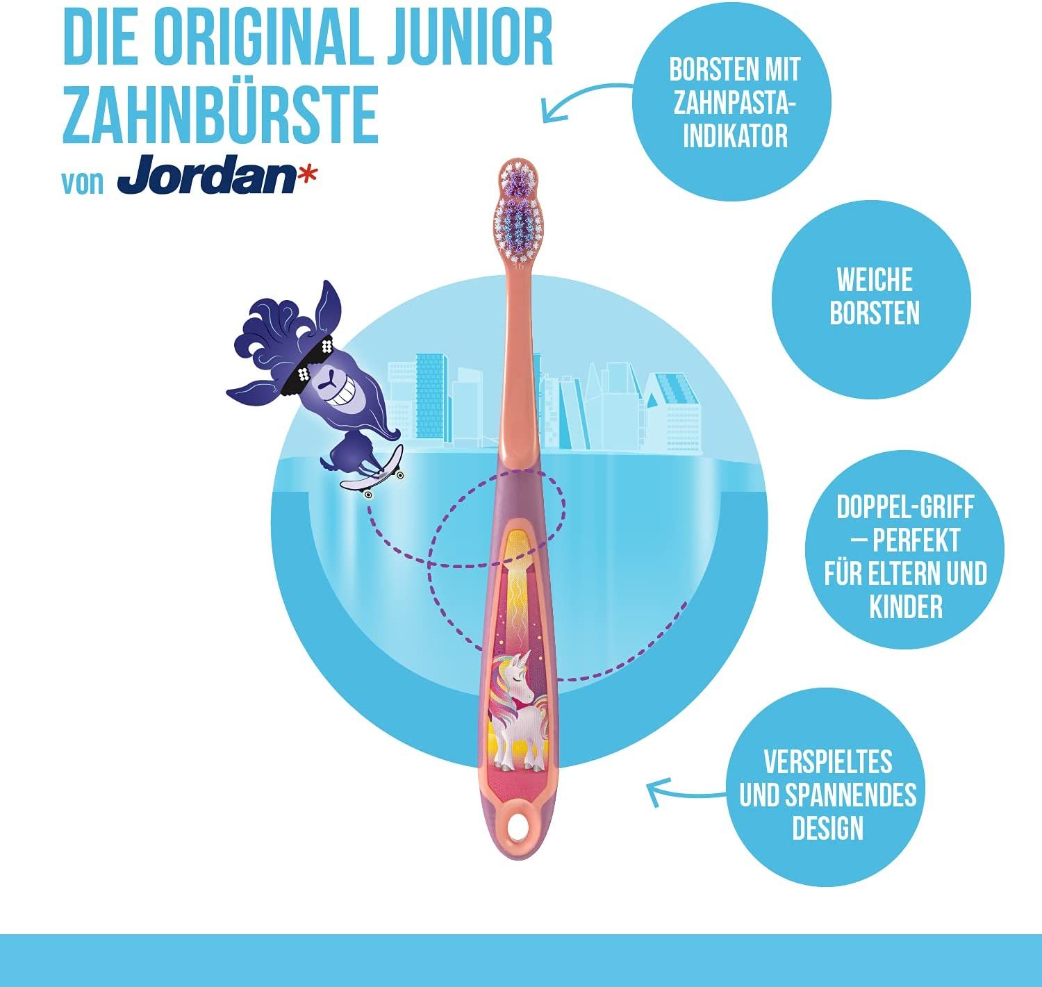 Jordan | Step 3 Zahnbürste Kinder | Kinder zahnbürste für 6-9 Jahre | Weiche Borsten