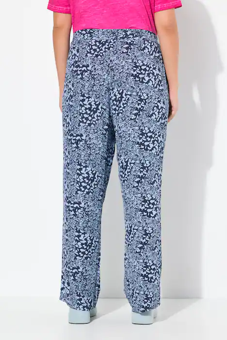 Hose Rose, weites Bein, Elastikbund, Krepp, marine