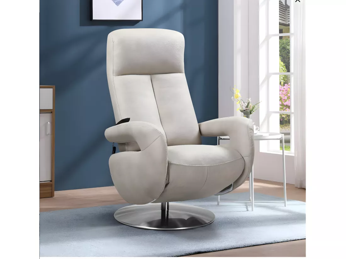 Fauteuil de relaxation électrique 2 moteurs en nubuck avec têtière réglable Balbo-Couleur Beige