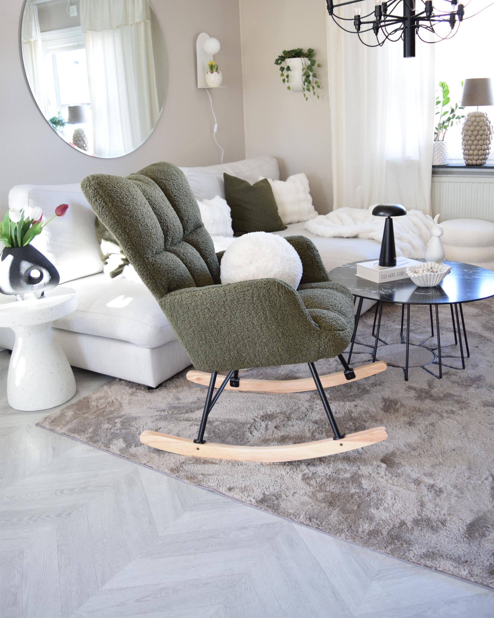 Schommelstoel OULU Bouclé Donkergroen