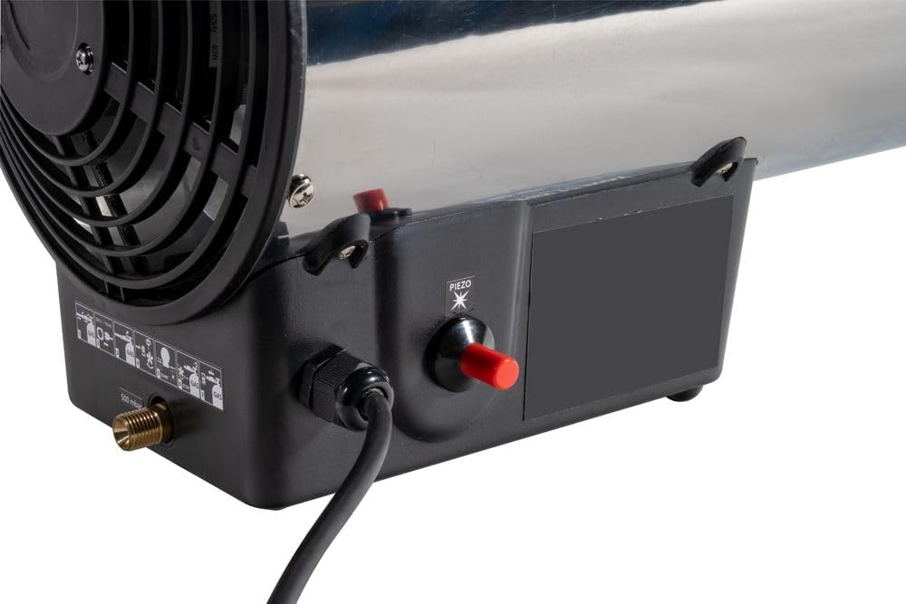 Güde 85006 Gasheizgebläse GGH 17 INOX (17kW, Edelstahlbrenner, Edelstahlgehäuse, Schlauch 1,5 m, Druckminderer)