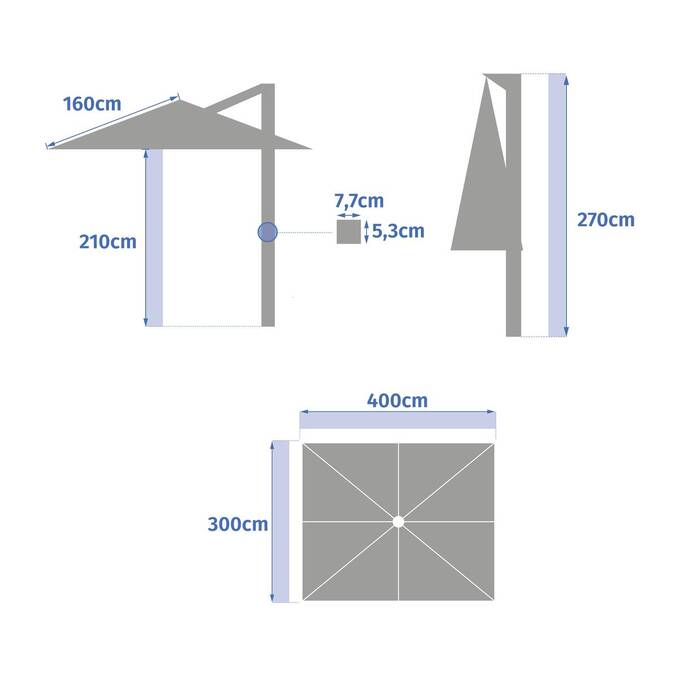 Parasol déporté rectangulaire ÉQUADOR Taupe