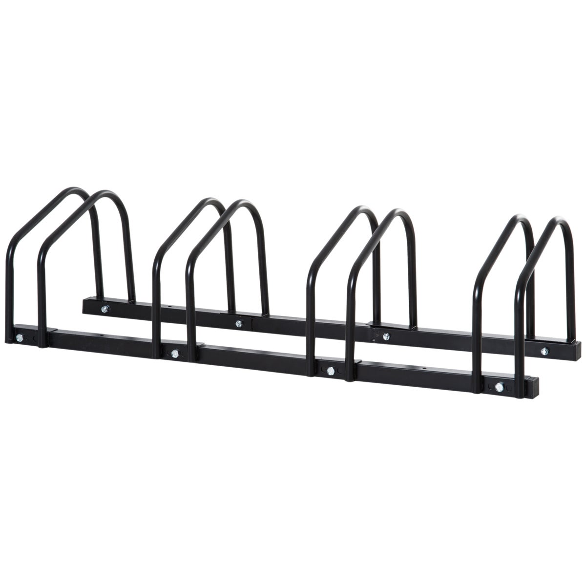 HOMCOM Fietsendrager, Weerbestendig, Duurzaam, Geschikt voor maximaal 4 fietsen, 110 x 33 x 27 cm, Staal, Zwart