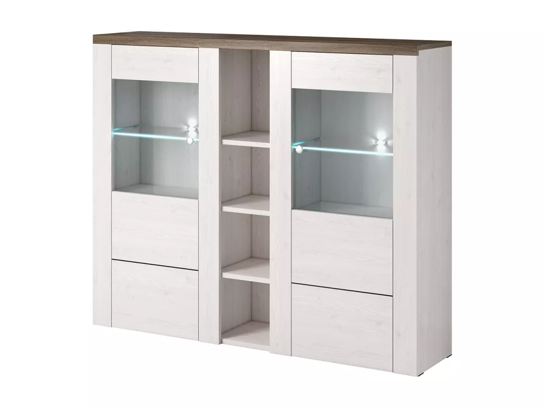 Vaisselier 2 portes avec LED Amaury Bois Blanc
