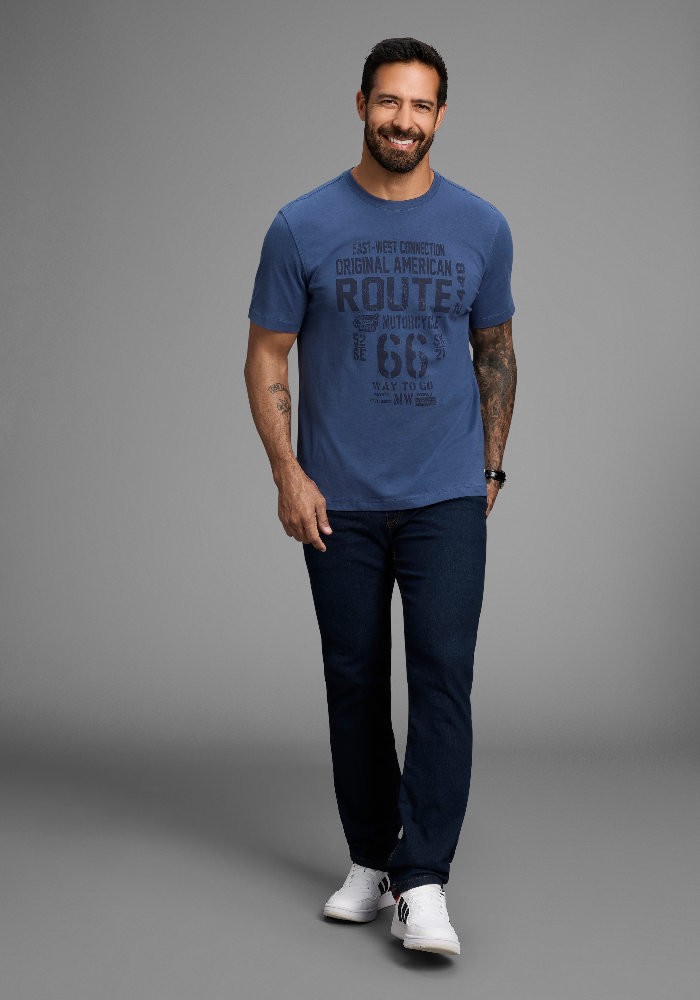 Man's World Rundhalsshirt , kurzärmelig,  lässige Passform,  bedruckt,  Rundhalsausschnitt