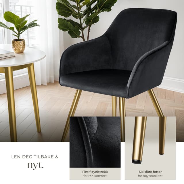 Stol Marilyn velour, guld