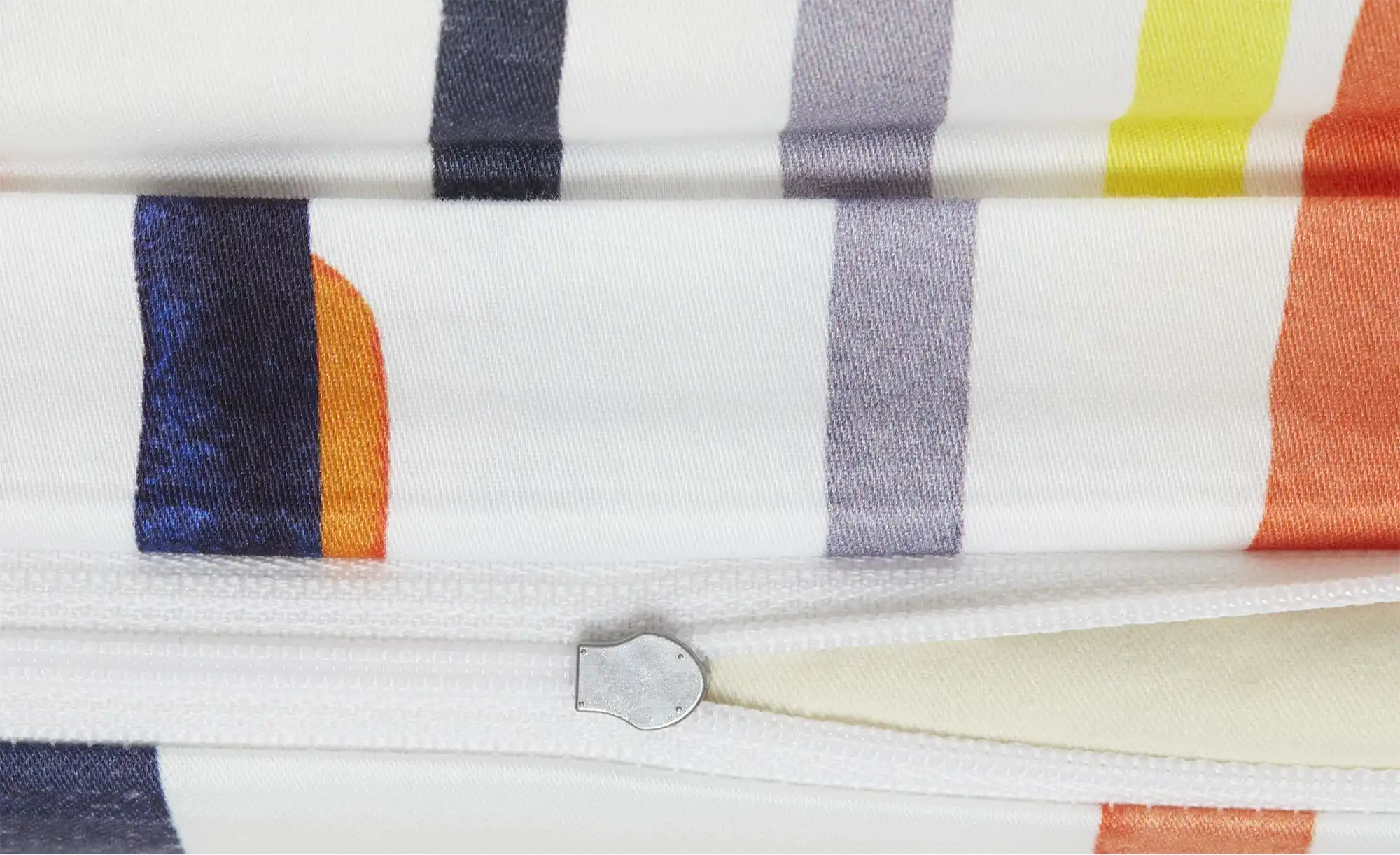 indigo Mako-Satin Bettwäsche Stripey