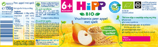 HiPP 6M  Babyhapje Vruchtenmix Peer Appel Spelt