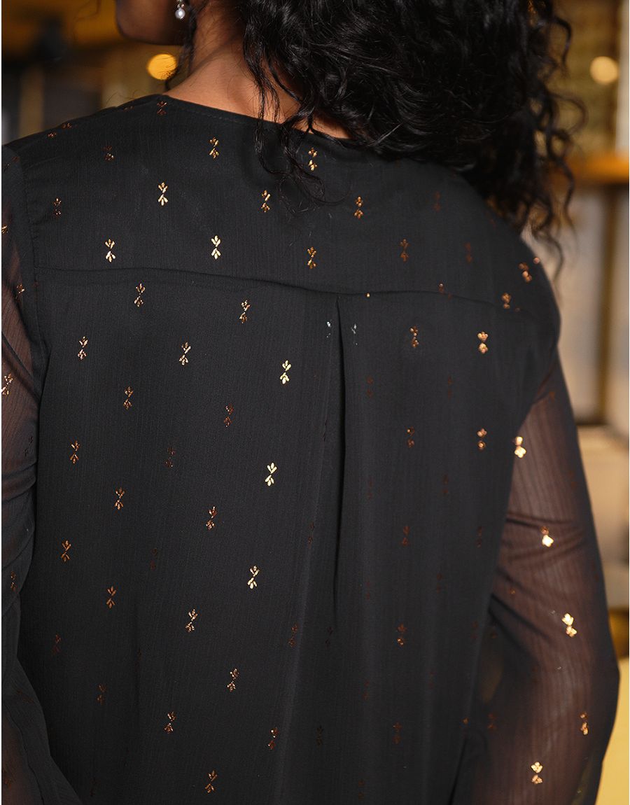 Blouse noir à motifs