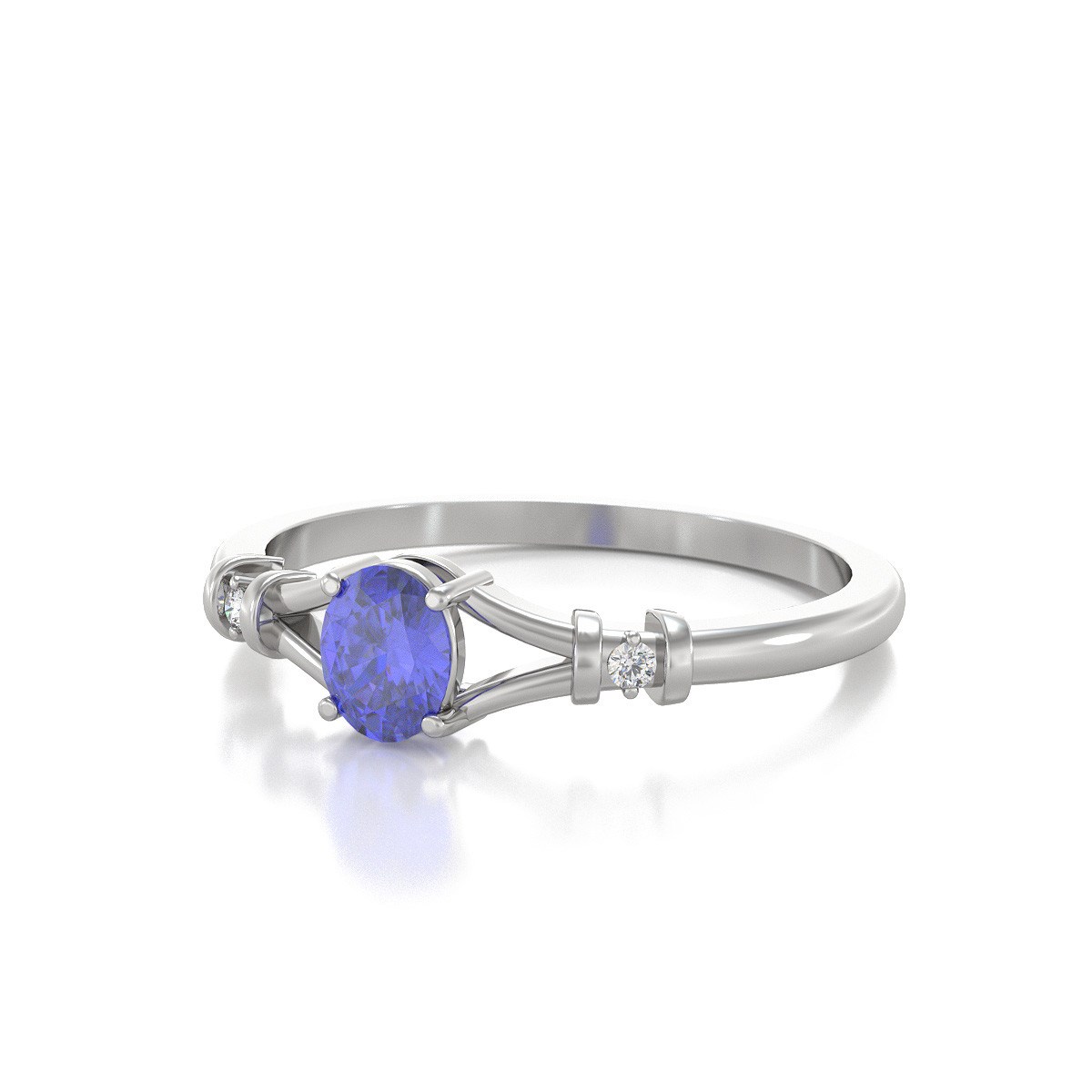 Bague Tanzanite et diamants sur Argent 925 2.094grs