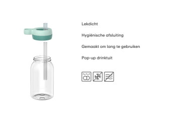 Campus drinkfles met rietje 450 ml - Cool blue