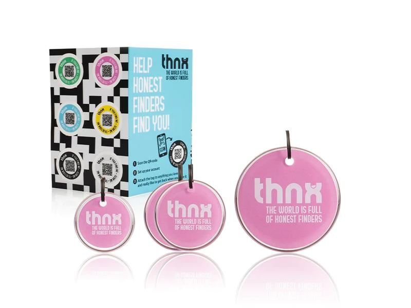 thnxtags Smart Travel Pack XL Pink Smart Tag-Set mit kostenloser und benutzerfreundlicher App