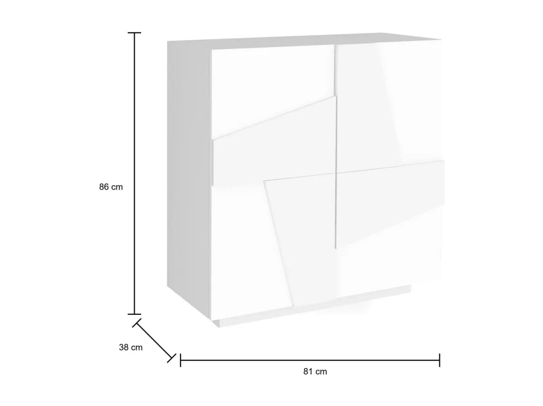 Étagère à chaussures Dfogl, Armoire polyvalente avec 2 portes, Étagère à chaussures d'entrée, 100% Made in Italy, 81x38h86 cm, Blanc brillant avec détail