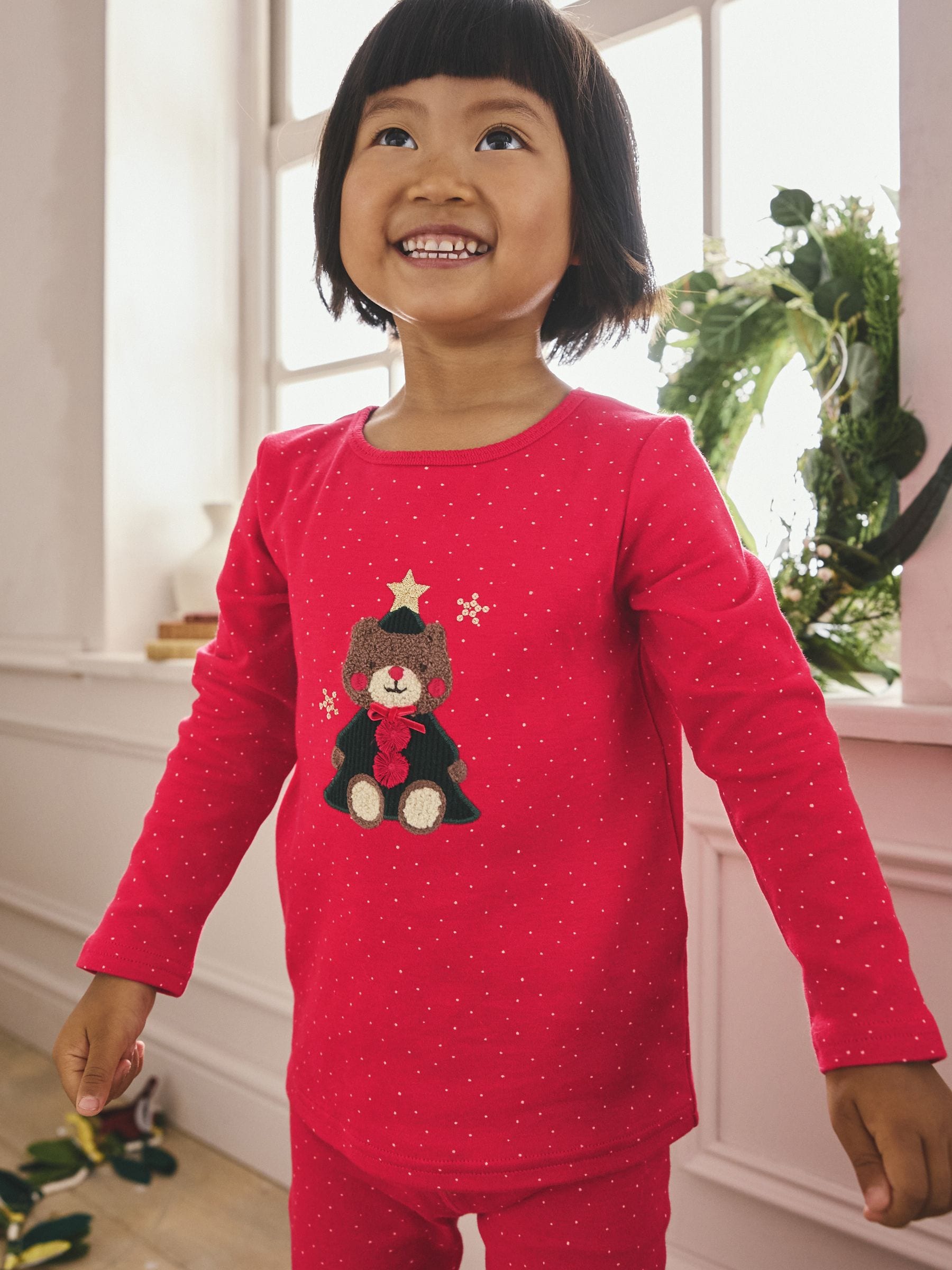 Rood met beer - Kerstpyjama (9 mnd-16 jr)