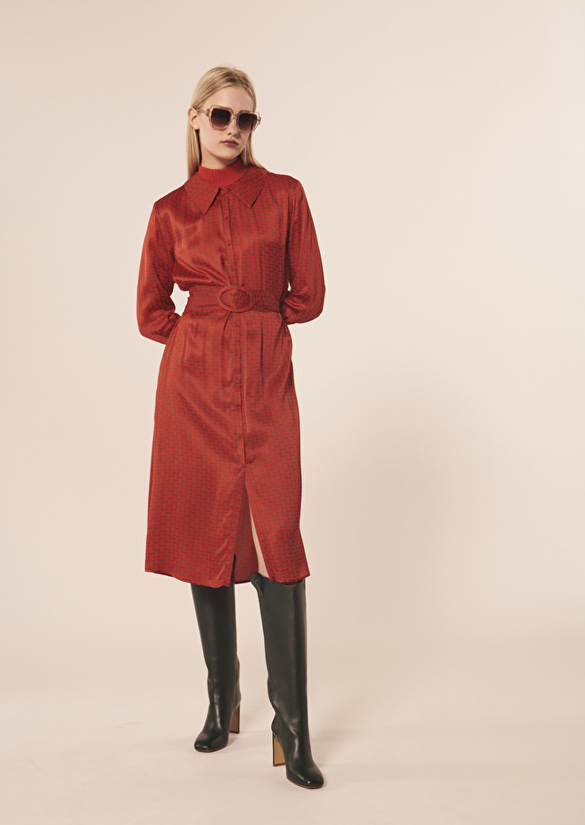 Robe Rachelerouge imprimée monogramme