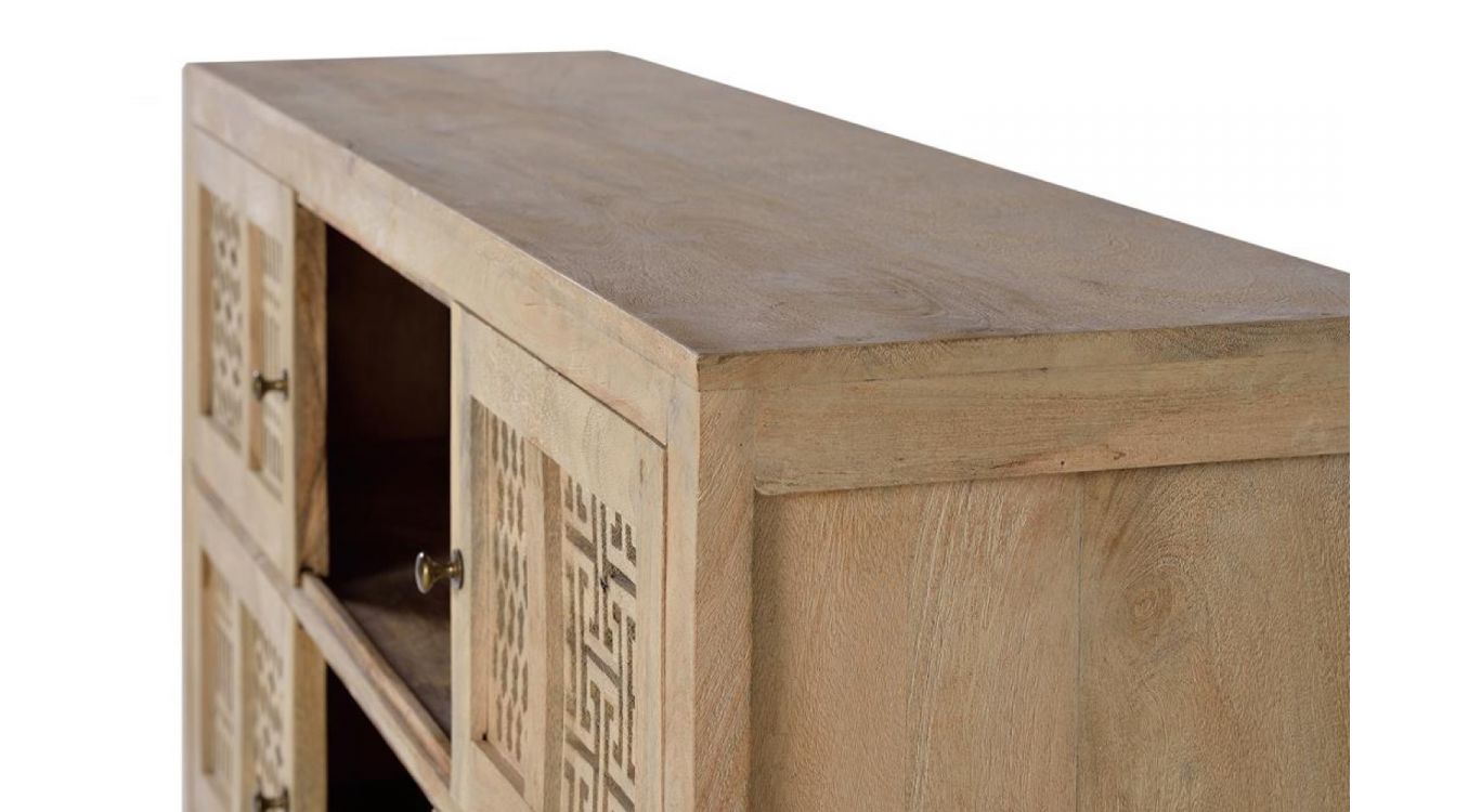 Bahut bois, fer marron 160x40x91cm - bois-fer