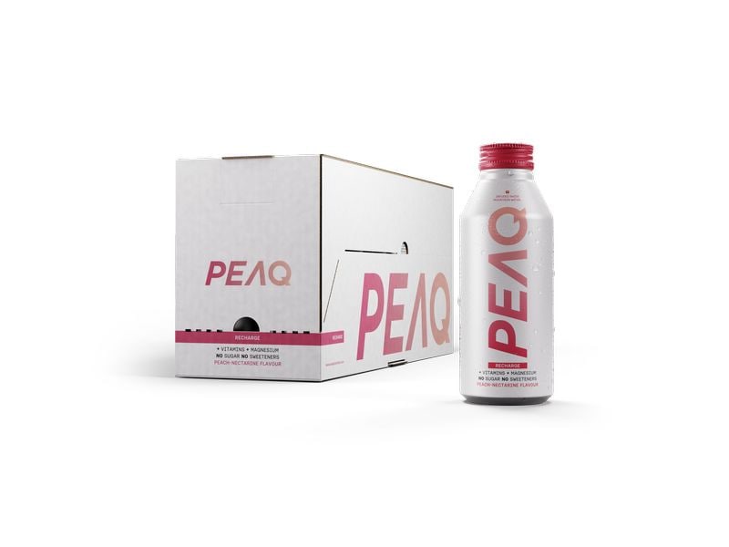 PEAQ Soft-Drinks Recharge Peach-Nectarine 12 x 473 ml The New Swiss Performance Water