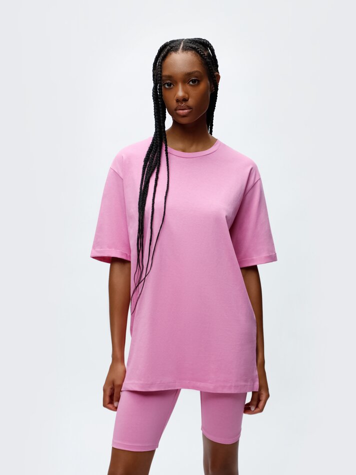 Camiseta oversized de manga curta - Rosa Chiclete