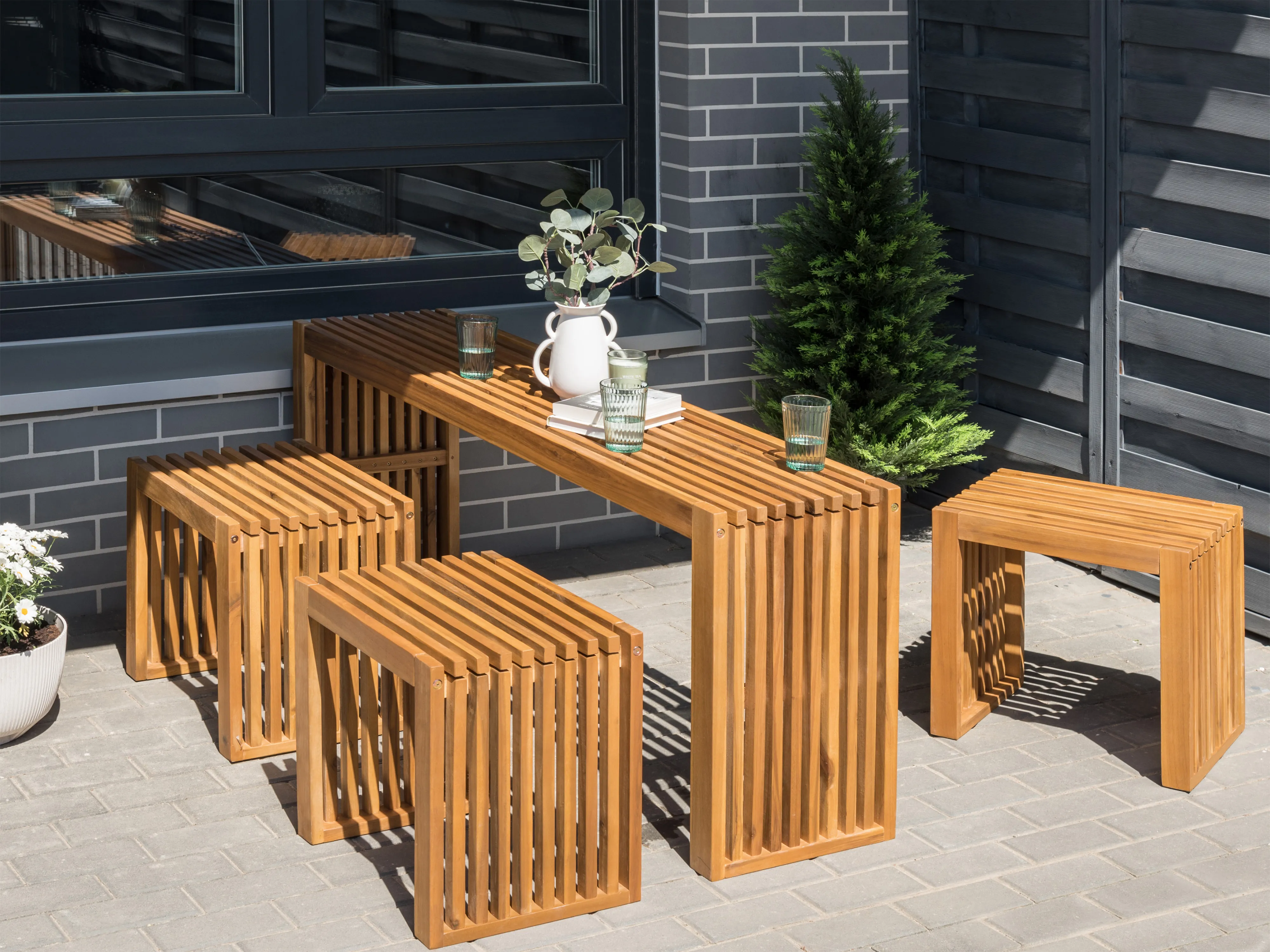 Tuin salontafel BELLANO 150 cm 35 cm Acaciahout Bruin