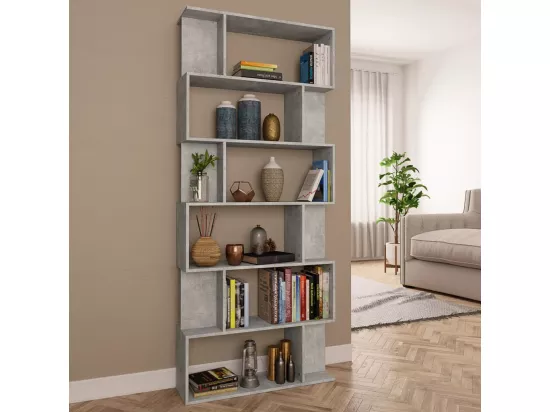 Bibliothèque/Séparateur de pièce Gris béton Bois d'ingénierie