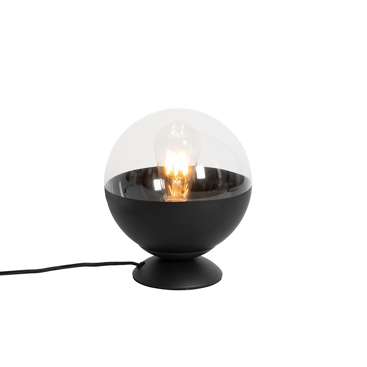 Retro tafellamp zwart met helder glas - Eclipse