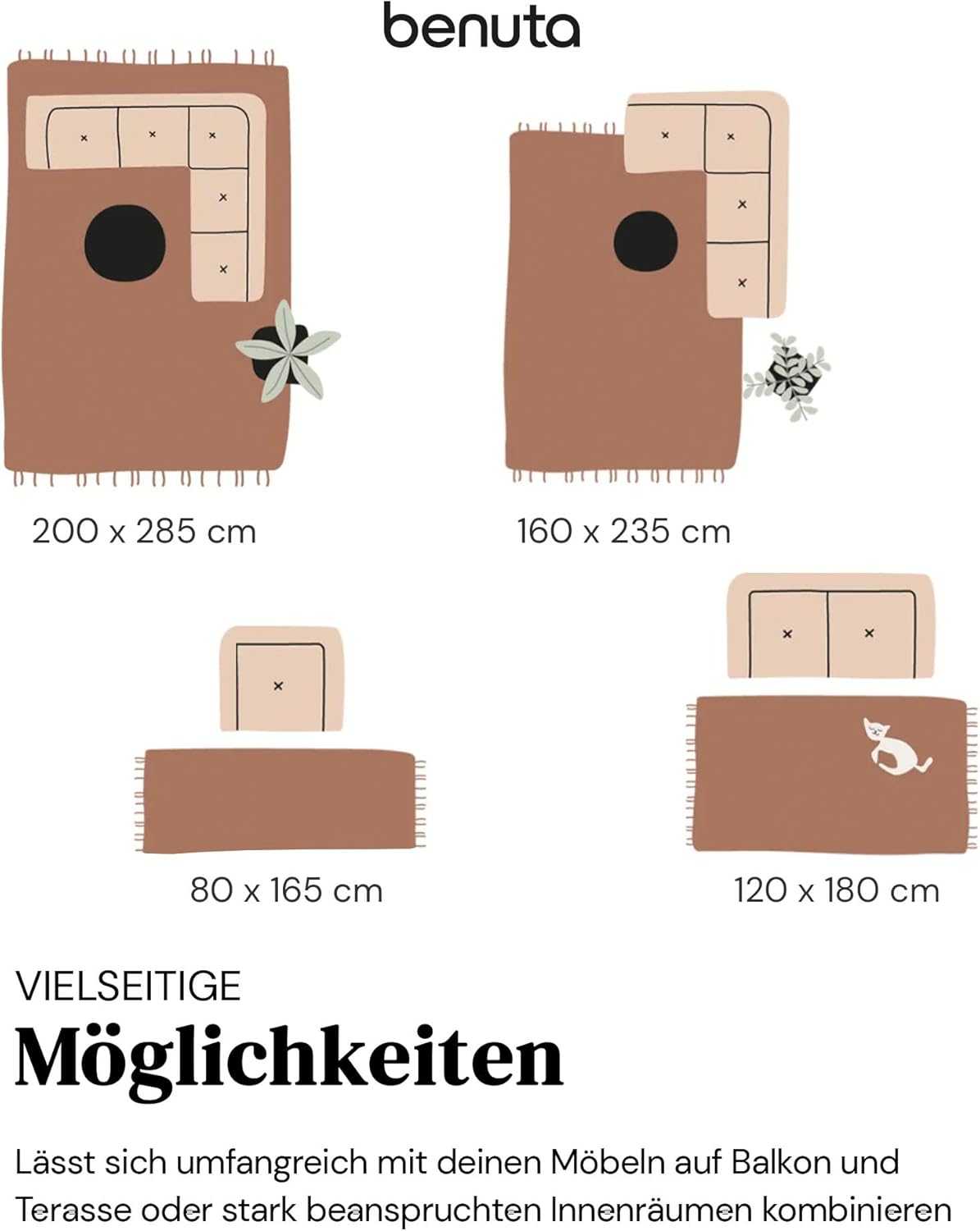 benuta Nest In- & Outdoor Teppich Artis - Grün 160x235 cm - Strapazierfähig für Balkon, Terrasse, Garten - Küchenteppich & Wohnzimmerteppich - Botanical, Floral, Shabby Chic, Vintage, Abstrakt