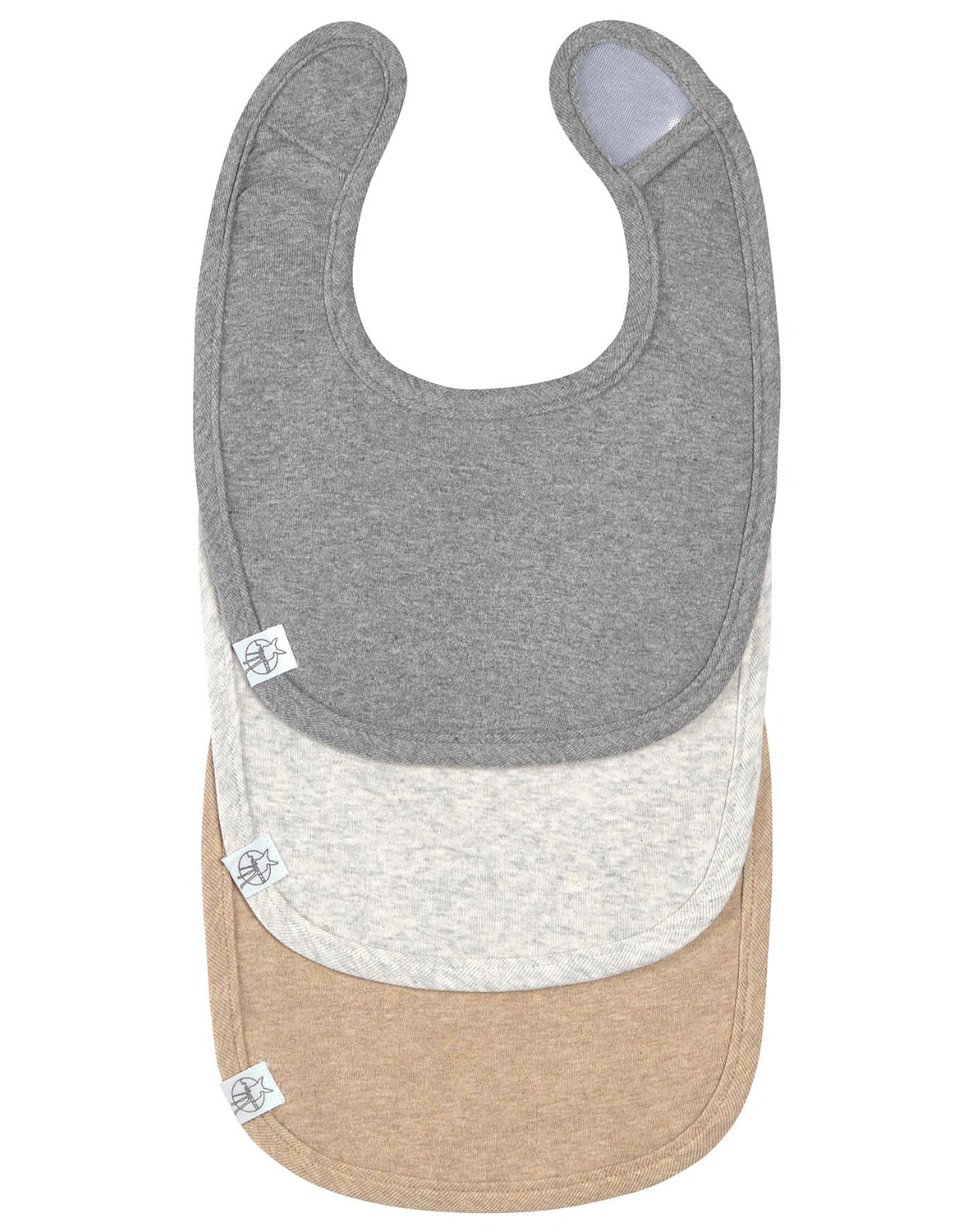 Klett-Lätzchen COTTON UNI 3er Set in dunkelgrau/hellgrau/beige