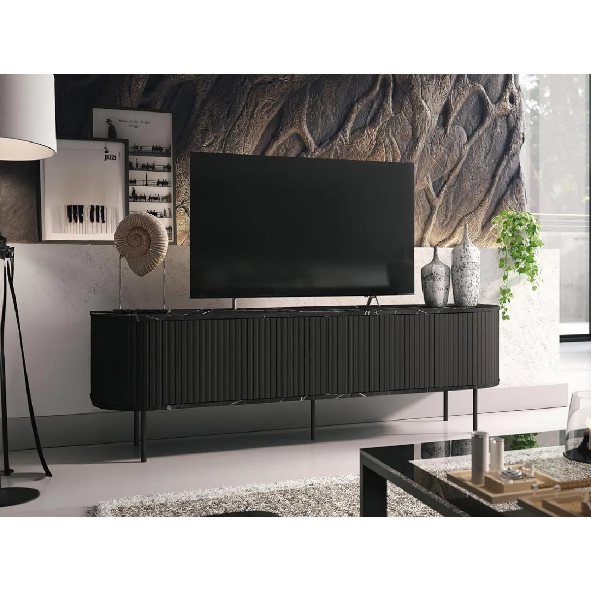 BESTMOBILIER Thio Meuble TV - Noir