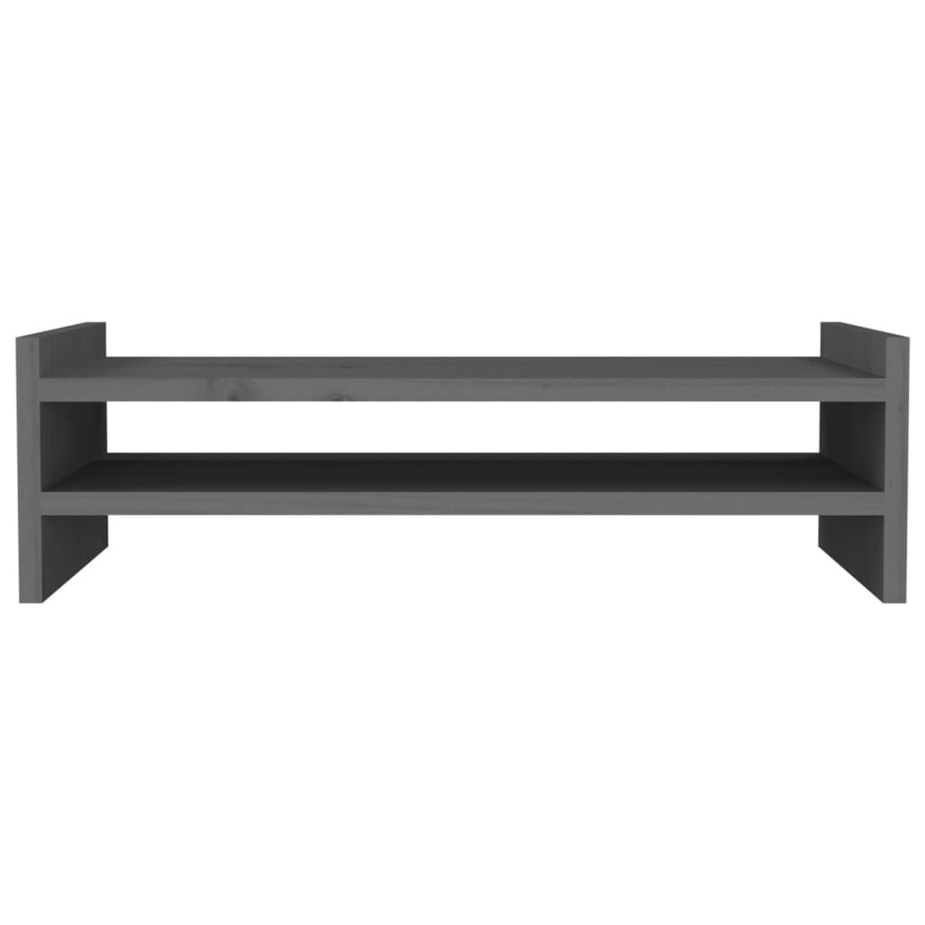 vidaXL Monitorstandaard 50x27x15 cm massief grenenhout grijs