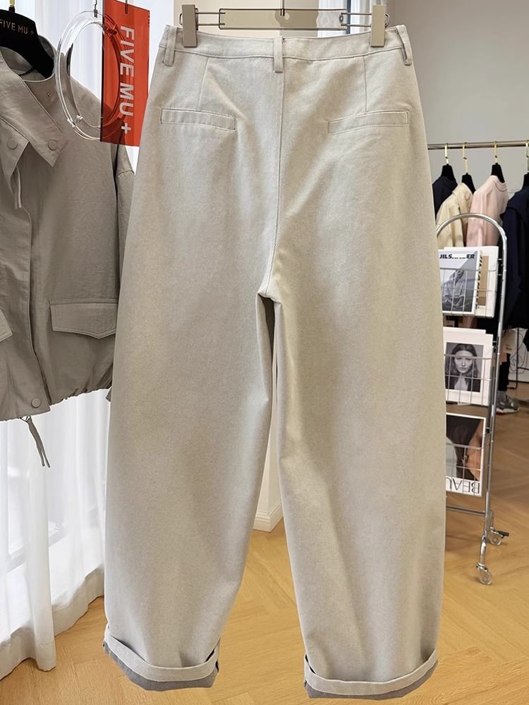 fluffush - Mid Rise Plain Loose Fit Broek